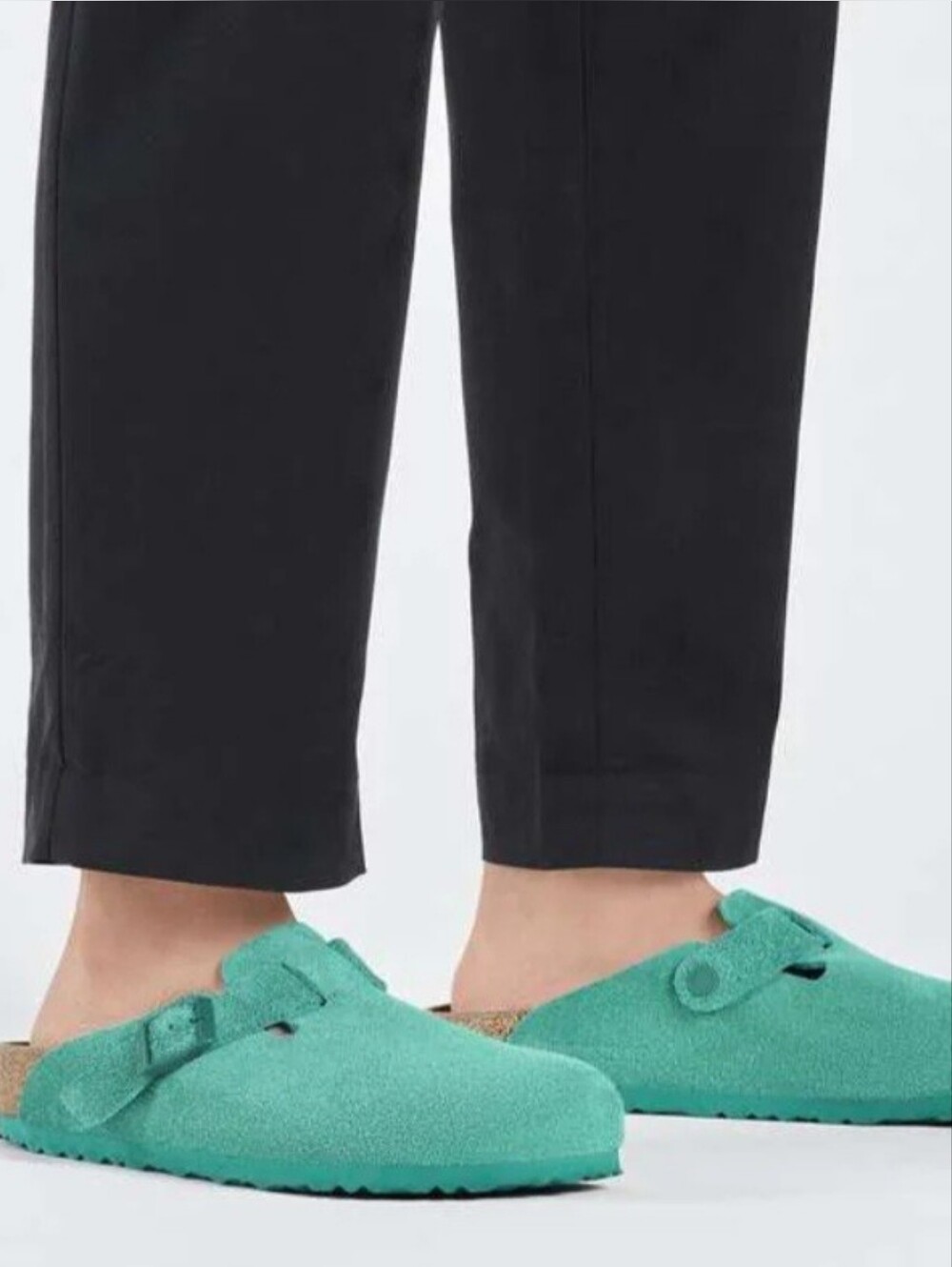 Birkenstock Boston Suede Leather Color  'Digital Green'